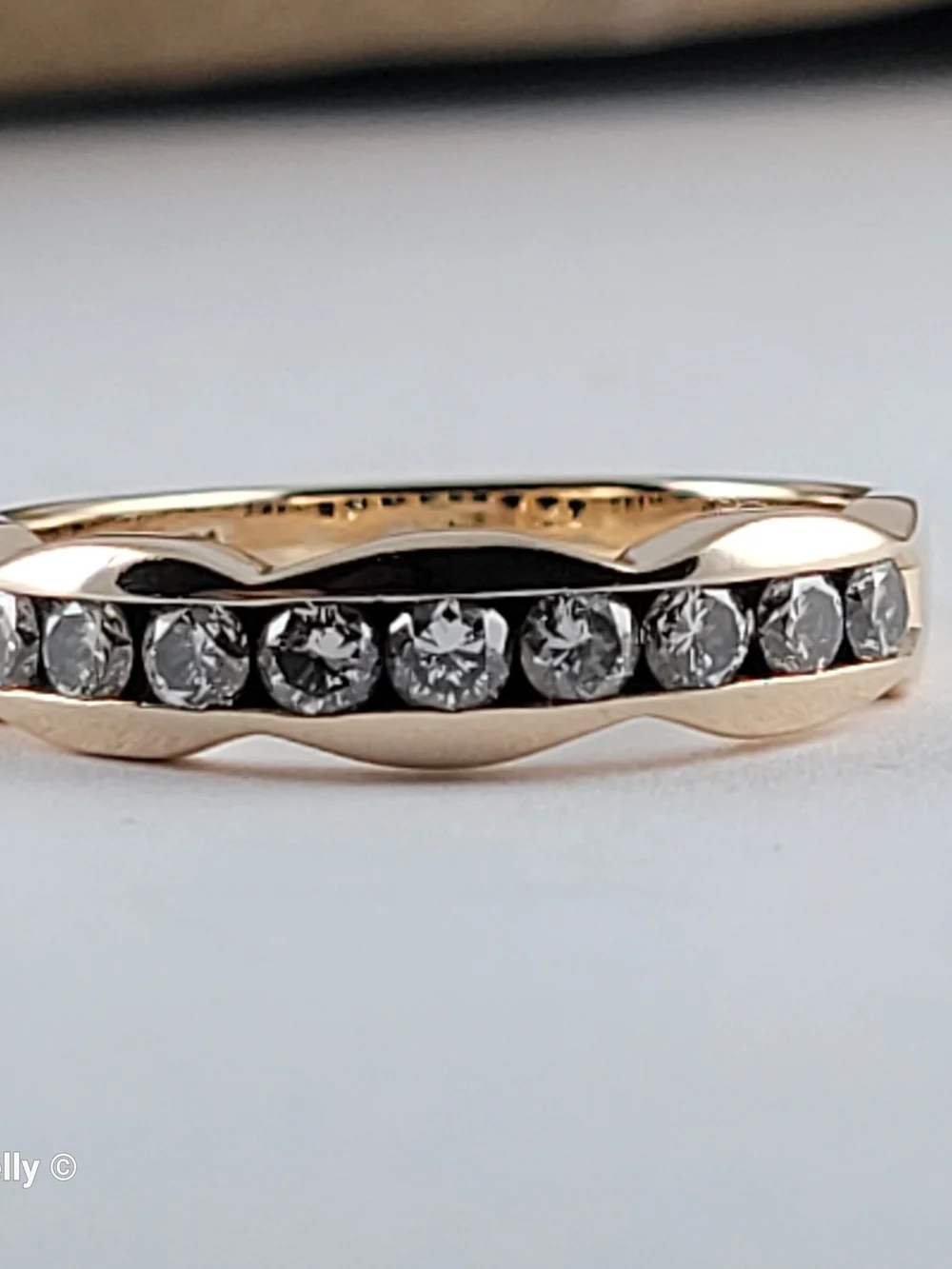 14K Yellow Gold Genuine Diamond Band Ring Size 6.5 - Solid Gold! 👌🎁